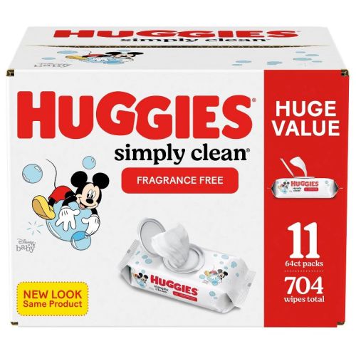 Huggies Simply Clean Unscented Baby Wipes 11 Flip-Top Packs (704ct)