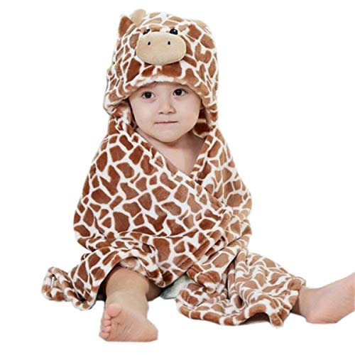 Vauwmsr Baby Hooded Blanket Ultra Soft Warm Newborn Infant Swaddle Wrap Bath Shower Towel, 25.6" x 39.4", Brown