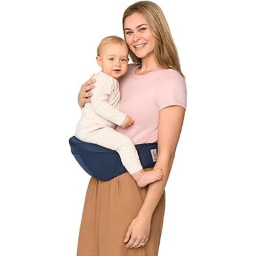 Ergobaby Ergonomic Baby Carrier Hip Seat with Storage, Comfortable Wide Waistbelt and Lumbar Support (17-45 lb) from The Brand Leader in Carriers, Lift Hip Seat, Midnight Blue