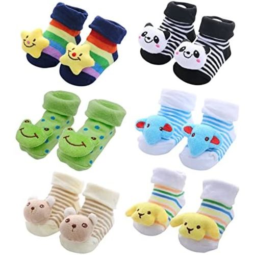 6 pairs Baby 3D Cartoon Anti-Skid Booties Socks Slippers Shoes
