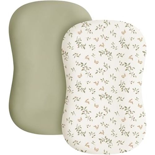 Konssy 2 Pack Baby Lounger Cover, Stretchy and Soft Newborn Lounger Cover, Infant Lounger Slipcover for Boys Girls, Covers Only (Sprout,Fog Green)