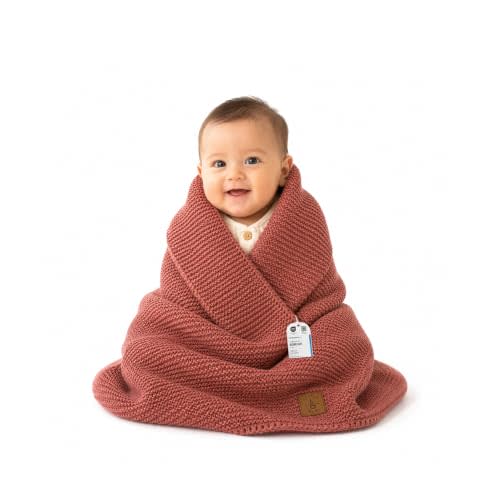 Soft Knit Baby Blanket 30x40 in, Dusky Pink – Oeko-Tex Certified, Breathable Swaddle & Receiving Blanket for Newborns, Crib & Stroller, Machine Washable