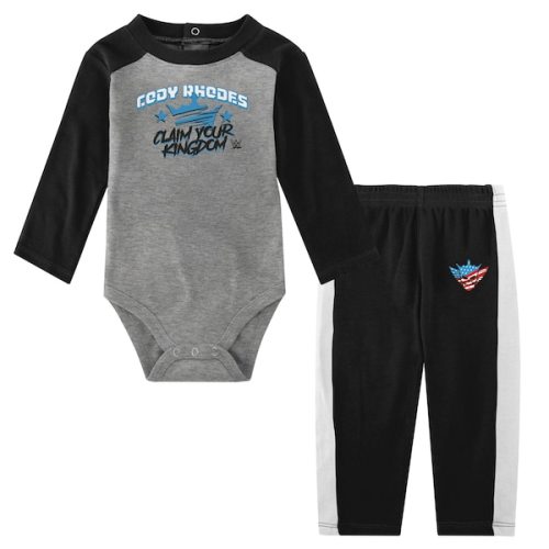 Newborn Gray/Black Cody Rhodes The Next Superstar Long Sleeve Bodysuit & Sweatpants Set