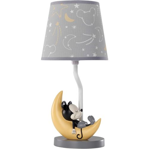 Lambs & Ivy Disney Baby Mickey Mouse Lamp with Shade & Bulb, Gray/Yellow