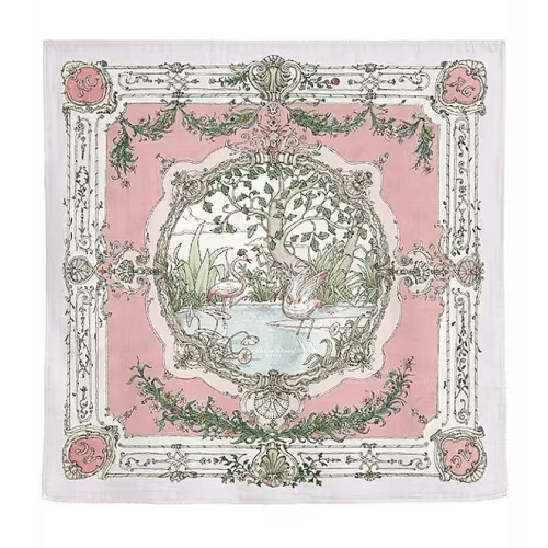 Atelier Choux Paris Baby Organic Cotton Tapestry Carre Swaddle Blanket - PINK