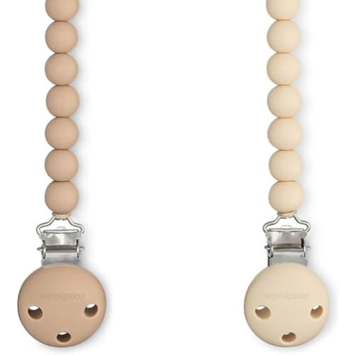 Pacifier Clips 2 Pack - Beige & Light Beige