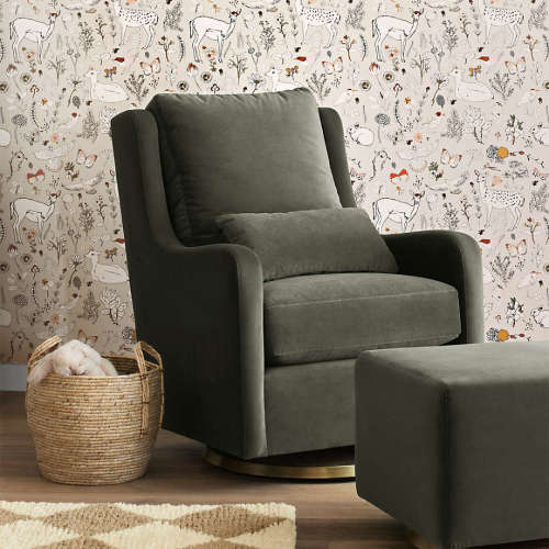 Milo Green Nursery Swivel Glider Chair with Gold Base