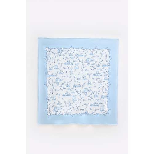 Double-Sided Baby Blanket - Toile De Jouy/Blue