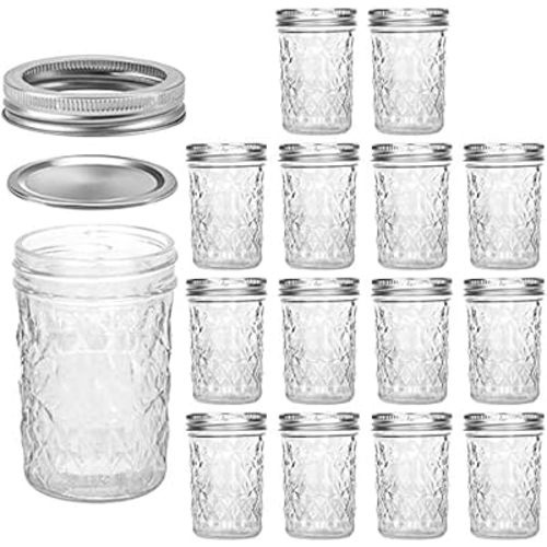 Breast milk Storage Mason Jars 8 OZ, 8 OZ Canning Jars Jelly Jars With Regular Lids, Ideal for Jam, Honey, Wedding Favors, Shower Favors, 15 PACK
