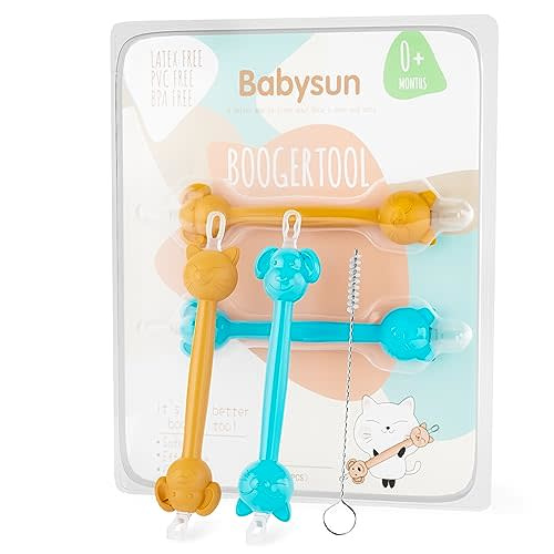 3 in 1 Baby Booger Remover and Baby Ear Cleaner Tool Baby Nose Cleaner with Soft Silicone End Dual Ear Wax and Snot Remover Safe Nasal Picker for Newborns Infants & Toddlers, BPA Free