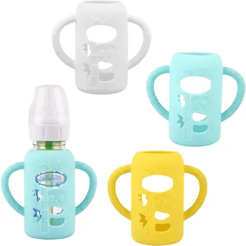 3 Pack Baby Bottle Handles, Silicone Sleeves for Dr Brown's Glass Baby Bottles, Anti Breakage Baby Bottle Holder, Compatible Dr. Brown's Natural Narrow Glass Baby Bottles 4 oz