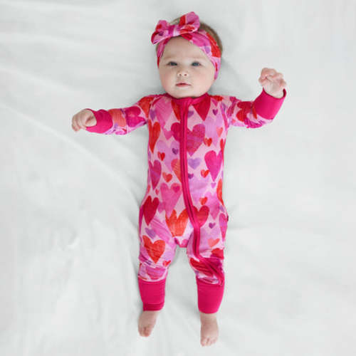 Little Sleepies Pink Hearts & Crafts Zippy