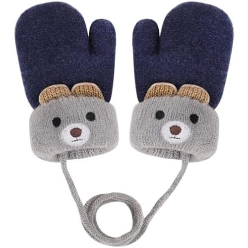 Holiberty Toddler Kids Warm Winter Gloves Cute Infant Baby Boys Girls Thick Fleece Lined Full Finger Ski Snow Gloves Mittens