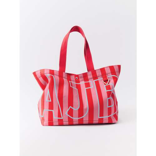 Striped Custom Alpha Tote - Size: Large, Color: Cabana, Customization: BM