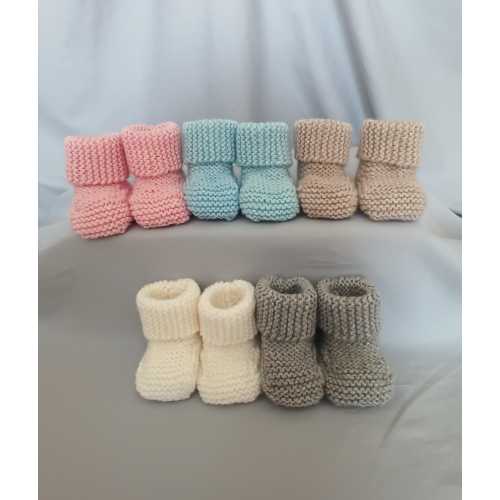 Hand knit Merino Baby Booties/size 0-3 months Beige,Gray,Pink,White,Blue/ 6-12 months Beige, Pink