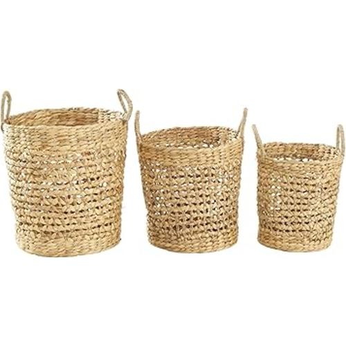 Deco 79 Natural Water Hyacinth Storage Basket, 21" x 7", Brown