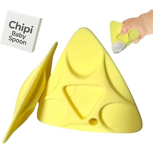 Chipi Baby Spoon – Developmental Pincer Grasp Self Feeding Spoon System for Babies 6+ Months First Stage Training, Baby Led Weaning (BLW), Silicone Pre-Spoon with Flat, Soft Tip Baby Essentials