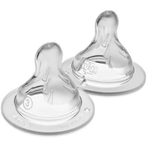 MAM Bottle Nipples Fast Flow Nipple Level 3 (Set of 2), for 4+ Months, SkinSoft Silicone Nipples for Baby Bottles, Fits All MAM Bottles - Size 3