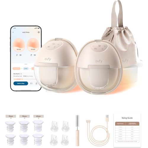 eufy Security Heated Wearable Breast Pump S1, Hands-Free Breast Pump with Industry-Leading HeatFlow Tech, App-Controlled OptiRhythm, 300 mmHg Strong Suction, Leakproof, Slim and 46 dB Quiet