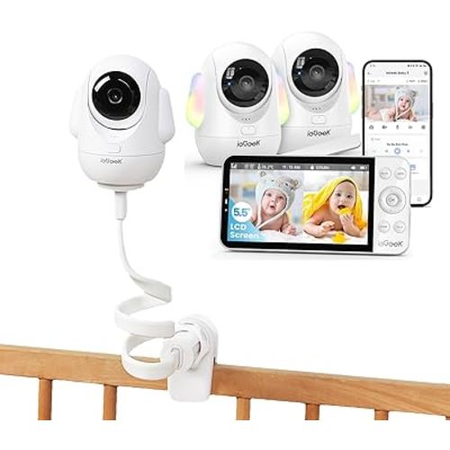 ieGeek 5.5'' Split-Screen Baby Monitor,2.5K UHD Baby Monitor Baby Monitor Mount Bracket