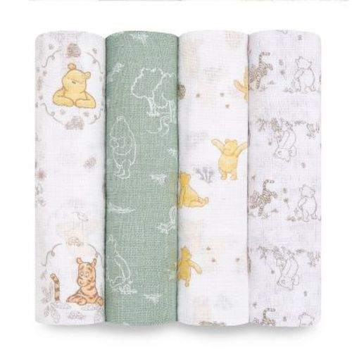 Aden + Anais Essentials Disney Winnie + Friends Muslin Swaddle Blankets - Beige - 4pk