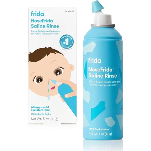 Frida Saline Rinse for Toddler, Kids, Ages 2+, Instant Congestion Relief & Allergy Relief, Flush Out Allergens, Mucus, Pollen, Dust, Safe for Daily Use