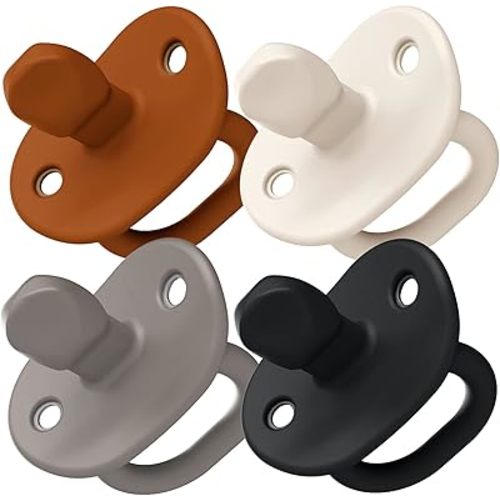 Boon Jewl Silicone Orthodontic Pacifier - Baby Pacifier with Soothing Gem Shaped Nipple - Comfortable Baby Pacifiers Support Natural Oral Muscular Development - Neutral - 4 Count - 3-6 Months