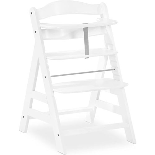 hauck Alpha+ Grow Along Solid Beechwood Highchair with Adjustable Seat, White