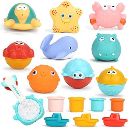 Eners 17 PCS Baby Bath Toys for Toddler 1-3, Animal Bathtub Toys, Bath Toys for Kids Ages 1-3, Water Bath Tub Toys, Baby Infant Bath Toys 6-12-18 Month - 17 PCS Bath Toys