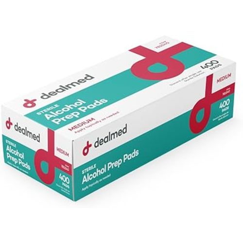 Dealmed Alcohol Prep Pads – 400 Count Medium Latex-Free Gamma Sterilized Antiseptic Wipes, Wound Care Products for First Aid Kits, Home, and Medical Facilities