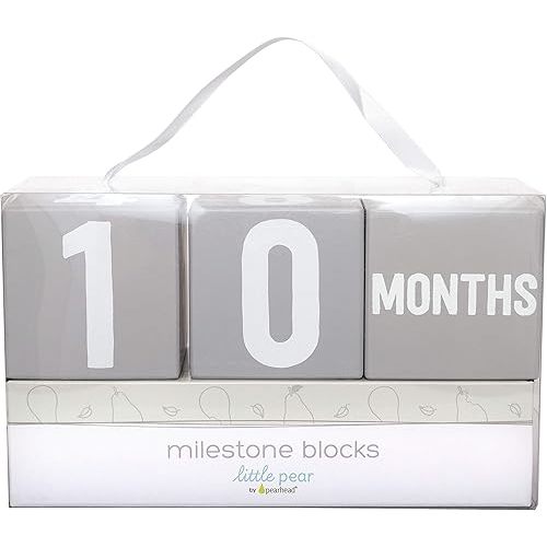 Baby Keepsake Milestone Blocks, Gray & White