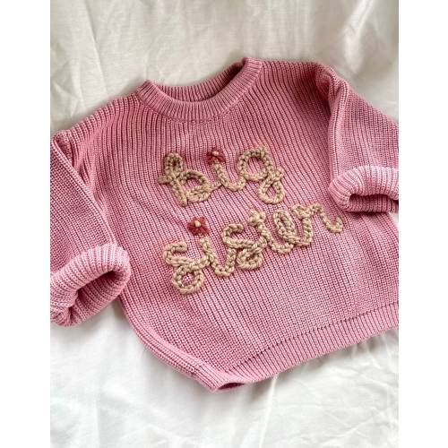 Hand stitched “lil sis” sweater | personalized