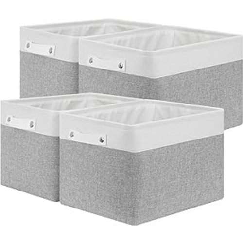 Amazon.com: Bidtakay Baskets for Organizing Fabric Storage Bin For Shelves Closet Organization [4-Pack] Collapsible Clothes Baskets for Bedroom Grey Rectangle Baskets for Nursery Home Dorm Storage - 15x11x9.5 In : Home & Kitchen