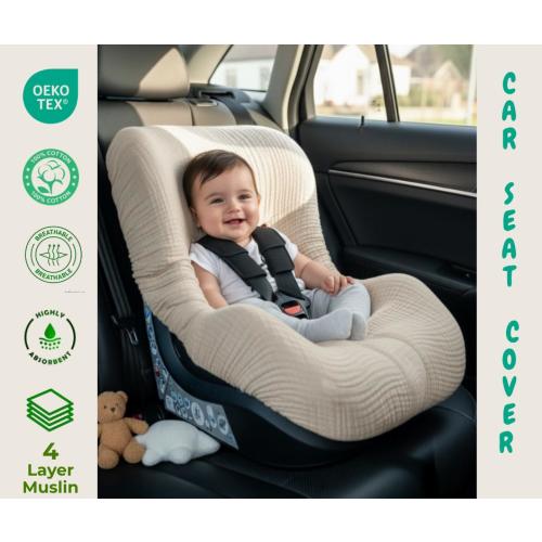 Organic Muslin Baby Car Seat Cover Liner: Breathable Cotton , stroller cover