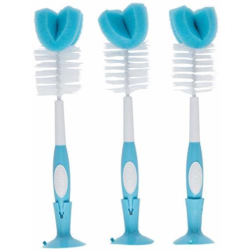 Dr. Brown's Baby Bottle Cleaning Brush with Sponge and Scrubber - Blue - 3-Pack