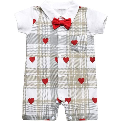 Baby Boy Valentines Day Outfit Gentleman Bowtie Tuxedo Suit One Piece Romper Jumpsuit Overall Clothes Set