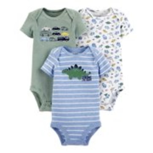 Child Of Mine By Carter's Short Sleeve Bodysuits, 3Pk (Baby Boys), Blue/White, Newborn
