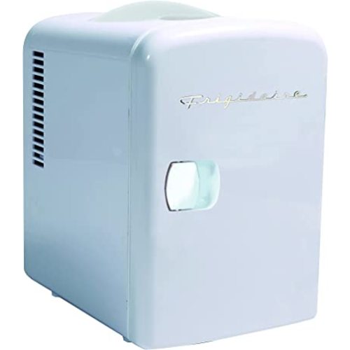 Frigidaire Mini Portable Compact Personal Fridge Cooler, 4 Liter Capacity Chills Six 12 oz Cans, 100% Freon-Free & Eco Friendly, Includes Plugs for Home Outlet & 12V Car Charger - White