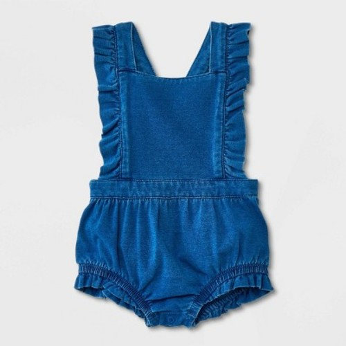 Baby Girls' Knit Denim Romper - Cat & Jack™ Blue, Size: Newborn