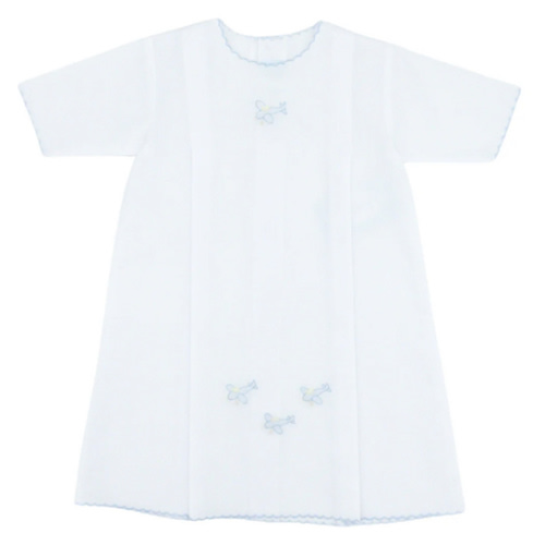 Boys Long-sleeve Daygown with Plane Embroidery and Scallop Trim | Auraluz