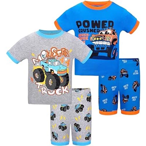 DAUGHTER QUEEN Boys Pajamas 4 Pieces Short Set 100% Cotton Sleepwear Size 18 Months-12 Years