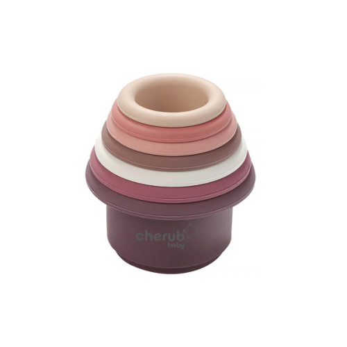 Silicone Stacking Cups - Baby Bath & Beach - Montessori Toys - Blush