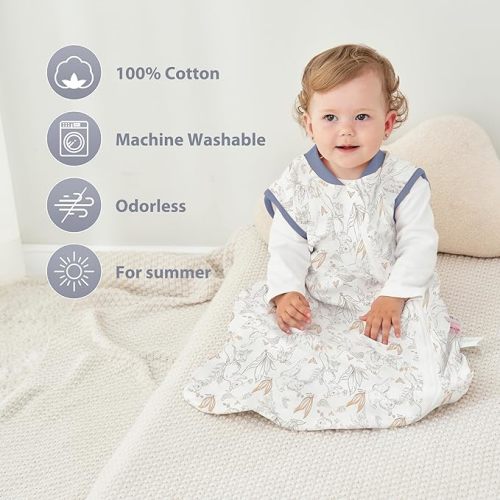 Saco de Dormir para Bebé, 100% Algodón Saco de Dormir de Verano 0-18 meses, Saco de Dormir Portátil para Niños y Niñas Unisex, Ligero Transpirable Lavable, Tamaño 68cm-78cm : Amazon.es: Bebé