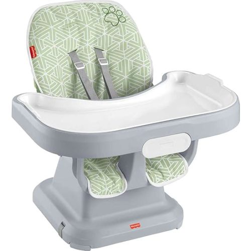 Fisher-Price Baby to Toddler High Chair SpaceSaver Simple Clean Portable Dining Seat & Booster with Washable Deep Tray & Liner, Puppy Perfection