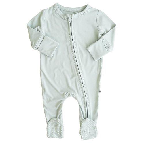 Caden Lane Zippered Baby Footie Pajamas, Soft Onesie Bodysuit with Feet & Double Zipper for Easy Diaper Change, Infant, and Toddler Footed One-Piece Jumpsuit, Lily Pad Green, 6-12 Months