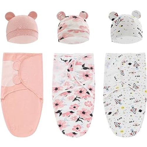3-Pack Organic Baby Swaddle Sleep Sacks - Newborn Swaddle Sack - Ergonomic Baby Swaddles 0-3 Months(Pink)