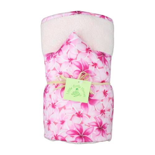 Hawaiian Baby Hooded Bath Towel, Made in Hawaii, Hawaiian Print, Baby Girl Bath Towel, Hawaiian BabyGift: Melia Plumeria Pink