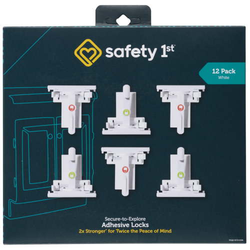 Safety 1st Secure-to-Explore Adhesive Locks (12 Locks), White, Toddler