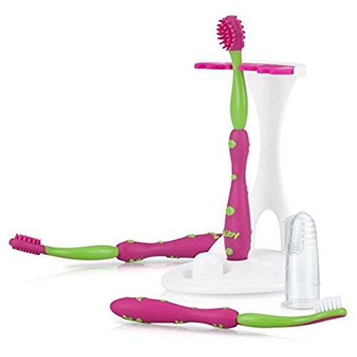 Nuby 4 Stage Oral Care Set System (Pink/Green)
