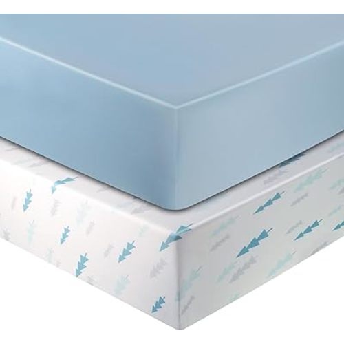 2 Packs Baby Crib Sheets for Boys Girls, Stretchy Fitted Crib Sheet for Standard Crib and Toddler Mattress Pads Soft Microfiber Baby Sheet, 52"x28" (Blue)